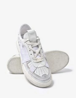 Valentino Garavani White Distressed VL7N Trainers With Bands