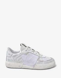 Valentino Garavani White Distressed VL7N Trainers With Bands