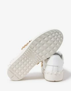 Valentino Garavani White & Gold Rockstud Untitled Trainers