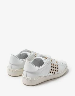 Valentino Garavani White & Gold Rockstud Untitled Trainers