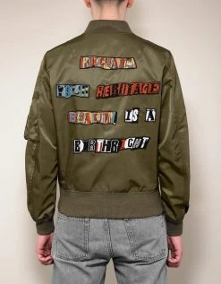 Valentino Clothing Khaki Jamie Reid Embellished Bomber Jacket