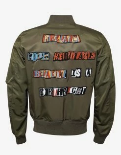 Valentino Clothing Khaki Jamie Reid Embellished Bomber Jacket