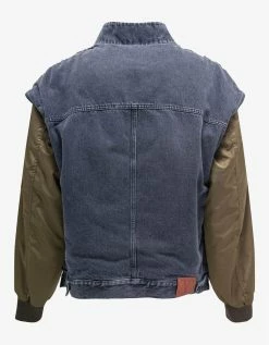 Valentino Khaki Nylon & Denim Bomber Jacket