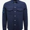 Valentino Clothing Navy Blue Beaded Military Shirt