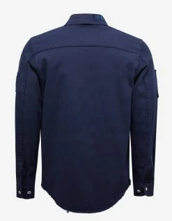 Valentino Clothing Navy Blue Beaded Military Shirt