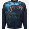 Valentino Navy Blue Dragons Garden Bomber Jacket