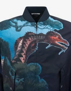 Wholesale 🔔 Valentino Navy Blue Dragons Garden Bomber Jacket 👍 9 Valentino Navy Blue Dragons Garden Bomber Jacket