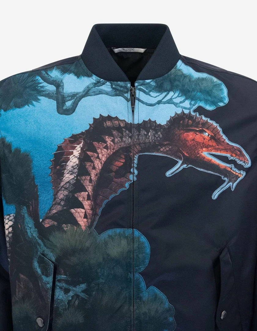 Wholesale 🔔 Valentino Navy Blue Dragons Garden Bomber Jacket 👍 5 Valentino Navy Blue Dragons Garden Bomber Jacket