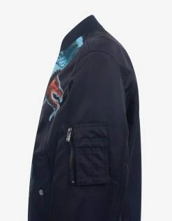 Wholesale 🔔 Valentino Navy Blue Dragons Garden Bomber Jacket 👍 11 Valentino Navy Blue Dragons Garden Bomber Jacket
