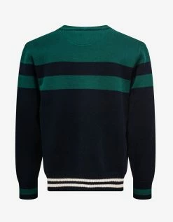 Valentino Clothing Navy Blue & Green V Logo Patch Cardigan