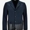 Coupon 🤩 Valentino Navy Blue Jacket With Leather Panel Clothing ❤️ 2 Valentino Navy Blue Jacket With Leather Panel Clothing