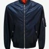 Valentino Navy Blue Neon Universe Logo Bomber Jacket