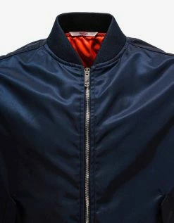 Valentino Navy Blue Neon Universe Logo Bomber Jacket