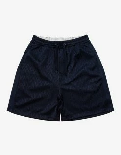 Valentino Clothing Navy Blue Optical Logo Jacquard Shorts