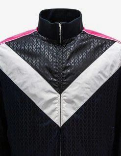 Valentino Navy Blue Optical Logo Jacquard Track Jacket Clothing