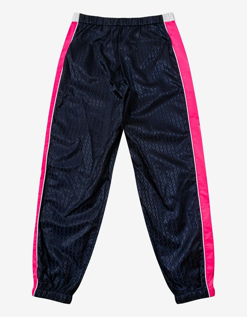 Best Sale 🧨 Valentino Navy Blue Optical Logo Jacquard Track Pants 🛒 4 Valentino Navy Blue Optical Logo Jacquard Track Pants