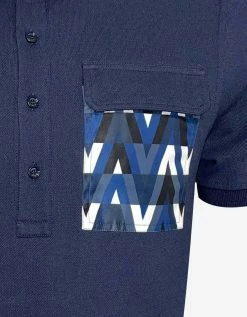 Clothing Navy Blue Optical Valentino Patch Polo T-Shirt