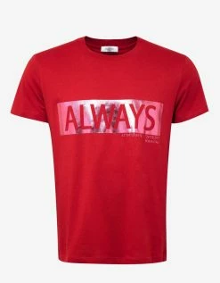 Valentino Red 'Always' Print T-Shirt Clothing