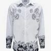 Valentino Clothing White Dark Blooming Print Oversized Shirt
