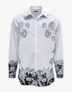 Valentino Clothing White Dark Blooming Print Oversized Shirt