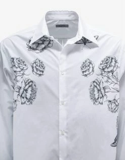 Valentino Clothing White Dark Blooming Print Oversized Shirt