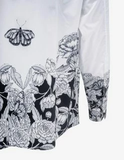 Valentino Clothing White Dark Blooming Print Oversized Shirt