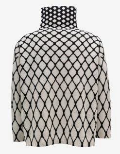 Valentino Clothing Wool & Jacquard Mesh Roll Neck Sweater