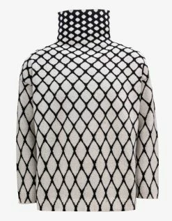 Valentino Clothing Wool & Jacquard Mesh Roll Neck Sweater