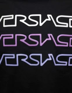 Versace Black Neon Logo Print T-Shirt