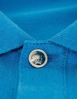 Versace Blue Medusa Crest Polo T-Shirt