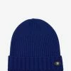 Versace Blue Ribbed Wool Beanie Hat