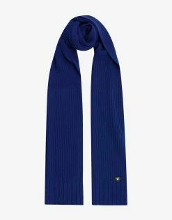 Versace Blue Ribbed Wool Scarf Accessories