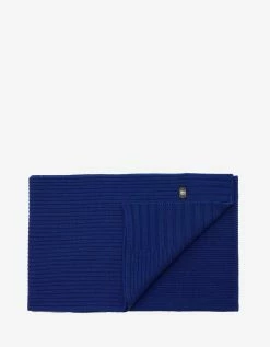 Versace Blue Ribbed Wool Scarf Accessories