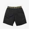 Versace Gym Clothing Black Greek Key Long Swim Shorts