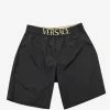Cheapest 🛒 Versace Gym Black Logo Band Long Swim Shorts Clothing ⭐ 2 Versace Gym Black Logo Band Long Swim Shorts Clothing