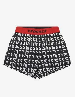 Versace Gym Black Speed Logo Swim Shorts Clothing