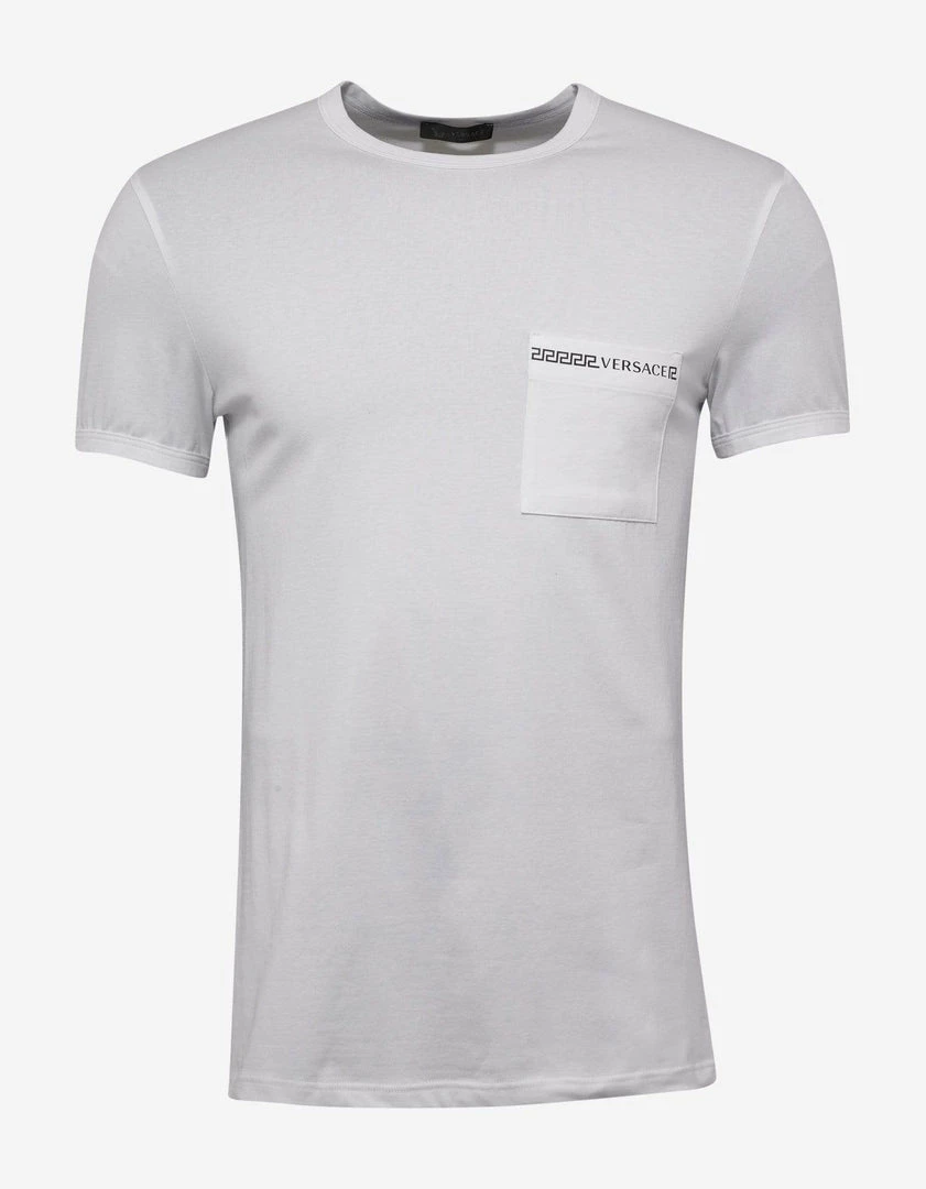 Best Pirce ⭐ Versace Gym White Greca Trim Stretch Cotton T-Shirt 🔥 3 Versace Gym White Greca Trim Stretch Cotton T-Shirt