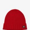 Versace Red Ribbed Wool Beanie Hat Accessories