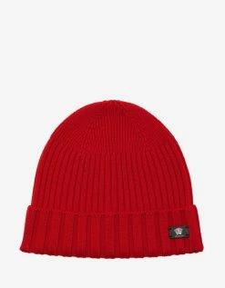 Deals Zoofashions Store 39 Versace Red Ribbed Wool Beanie Hat Accessories