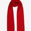 Versace Red Ribbed Wool Scarf