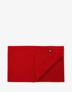 Versace Red Ribbed Wool Scarf
