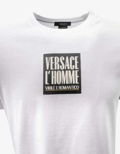 Versace White L'Homme Logo Print T-Shirt
