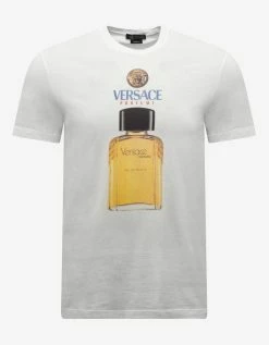 Versace Clothing White Perfume Bottle Print T-Shirt