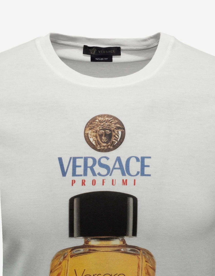 Promo ❤️ Versace Clothing White Perfume Bottle Print T-Shirt 🥰 5 Versace Clothing White Perfume Bottle Print T-Shirt