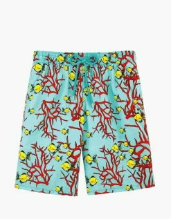 Vilebrequin Lagoon Blue Coral & Fish Print Moorea Swim Shorts