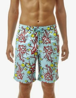 Vilebrequin Lagoon Blue Coral & Fish Print Moorea Swim Shorts