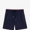 Vilebrequin Navy Blue Anchor Print Trim Moloka Swim Shorts Clothing