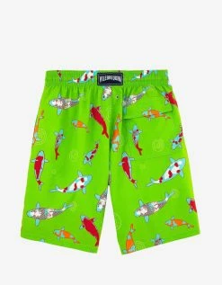 Vilebrequin Wasabi Green Carp Print Moorea Swim Shorts