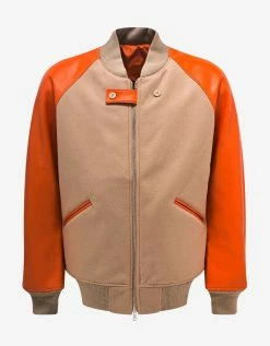 Y-3 Khaki And Orange Classic Varsity Jacket