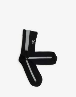 Y-3 Black Contrast Stripe Logo Socks